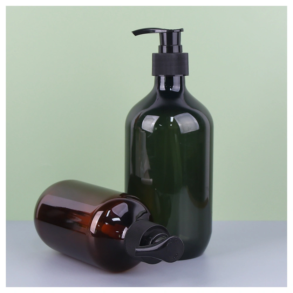 Wholesale 500ml Shampoo Shower Gel Bottle Pet Plastic Press Bottle Brown Green Boston Bottle