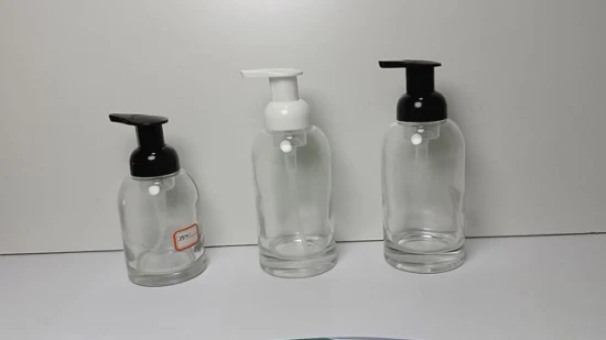 250ml 350ml nouvelle conception givrée bouteille de shampoing de savon moussant pour les mains en verre de luxe